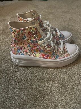 Converse Girls' Pink Floral High-Top Sneakers